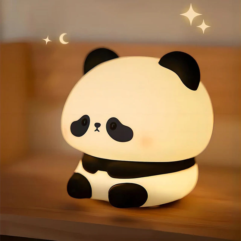 LED Night Lights Cute Sheep Panda Rabbit Silicone Lamp USB Rechargeable Timing Bedside Decor Kids Baby Nightlight Birthday Gift